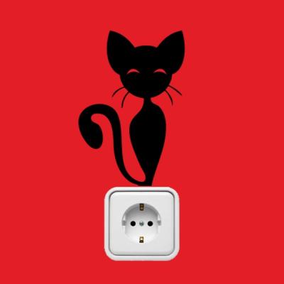 Pick and Stick Sticker Mural Chat - 22 x 15 cm, Noir