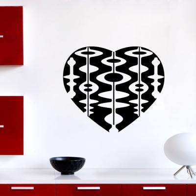 Pick and Stick Sticker Mural Les éléments décoratifs en forme de cœur - 40 x 35 cm, Noir