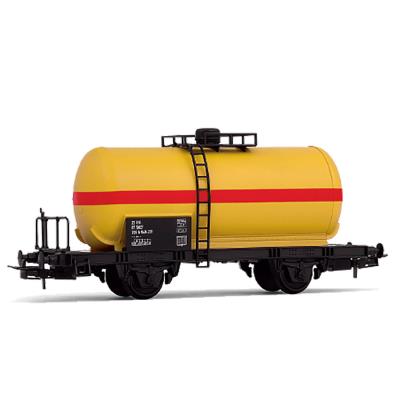 Véhicule pour circuit de train : Wagon citerne à deux essieux, livrée jaune/rouge Jouef