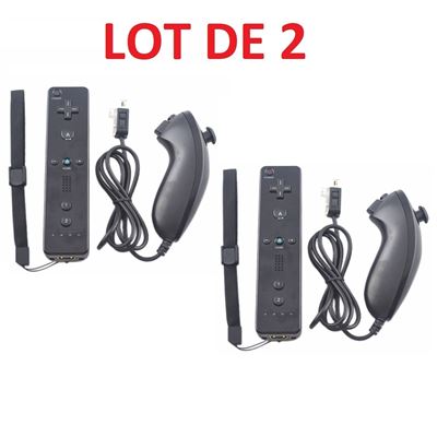 2 X Télécommande Wiimote + Nunchuck pour Nintendo Wii et Wii U - Noir - Straße Game ®
