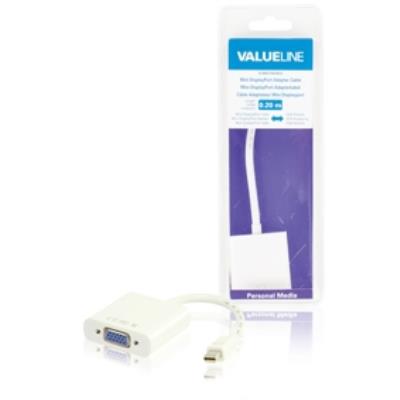 Câble adaptateur mini displayport à connecteur mini displayport mâle vers vga femelle blanc 0,20 m valueline