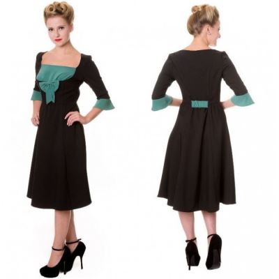 robe pin up noire et vert taille XS d'eau retro rockabilly vintage