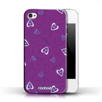 Coque de Stuff4 / Coque pour Apple iPhone 4/4S / Violet/Bleu Design / Coeur Vigne Motif