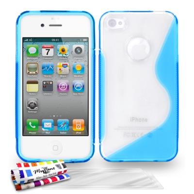 Coque Ultra Fine Bleu lagon , Le S, Hybrid ORIGINALE de MUZZANO pour APPLE IPHONE 4 + 3 Films de Protection Ecran UltraClear Pour APPLE IPHONE 4