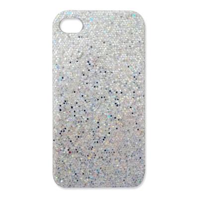 Protection iphone 4 strass et paillettes argentées