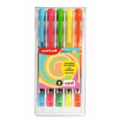 Uni-ball Promark Trousse-étui de 5 Surligneurs pointe biseautée