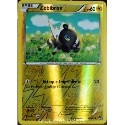 carte Pokémon 48/122 Zébibron 60 PV - REVERSE XY - Rupture Turbo NEUF FR État correct - Pokémon reconditionné disponible sur Fnac