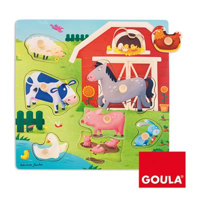 Encastrement 7 pièces en bois : Mamans bébés animaux de la ferme Goula