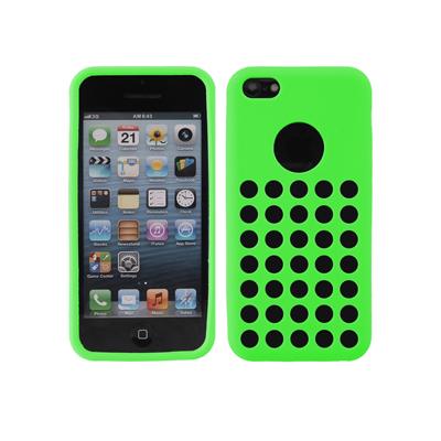 Housse Coque Silicone Vert à trous pour iPhone 5C