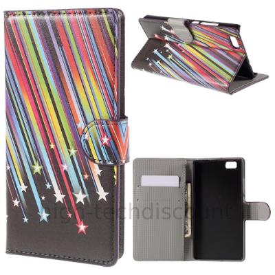 Housse etui coque portefeuille PU cuir pour Huawei Ascend P8 Lite  - ETOILES