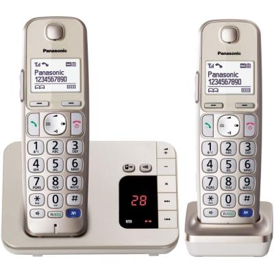 Panasonic KX-TGE222 - Téléphone sans fil - système de répondeur avec ID d'appelant - DECT - champagne + combiné supplémentaire