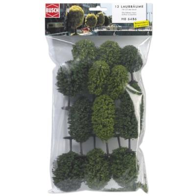 BUSCH ENVIRONNEMENT - BUE6486 - MODÉLISME FERROVIAIRE - ASSORTIMENT DE 12 ARBRES FEUILLUS