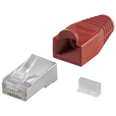 Wentronic fiche modulaire rj45 blindée et protégée rouge