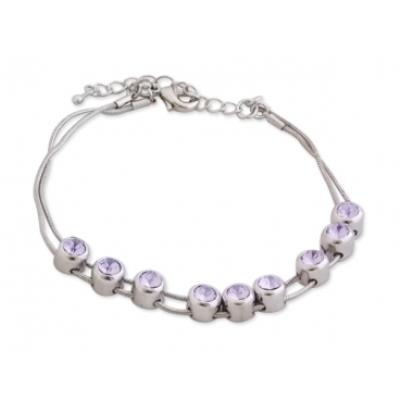 Bracelet cordelettes aux 9 bijoux en faux cristal mauve bijou fantaisie pas cher