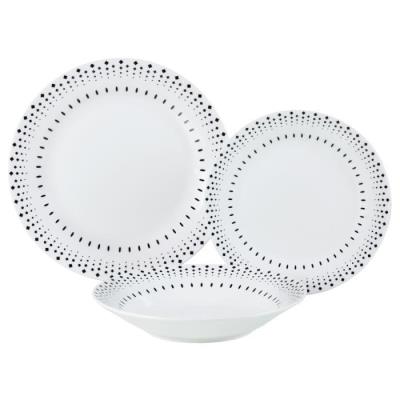 Service 18 pieces grain de riz en porcelaine noir t1506801-x