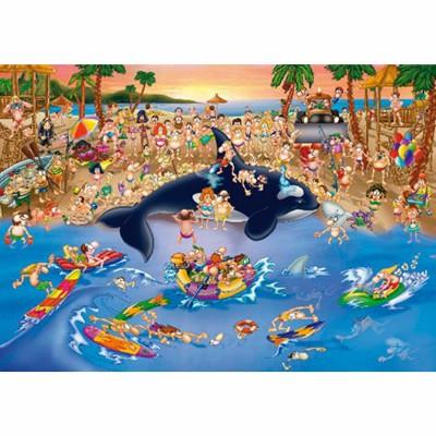 Puzzle 1000 Pièces : Cartoon Collection - Embouteillage à la plage, DToys