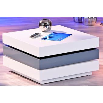 Table Basse Trilogie Pivotante Coloris Blanc Gris 70 X 70 X 39 Cm
