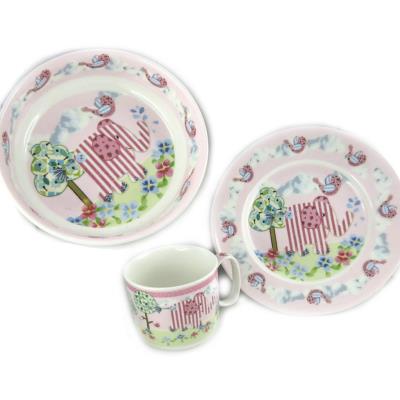 Set repas enfant 'Eléphant' rose