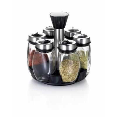 Table&cook 52467 porte épices 6 pots avec tourniquet inox noir