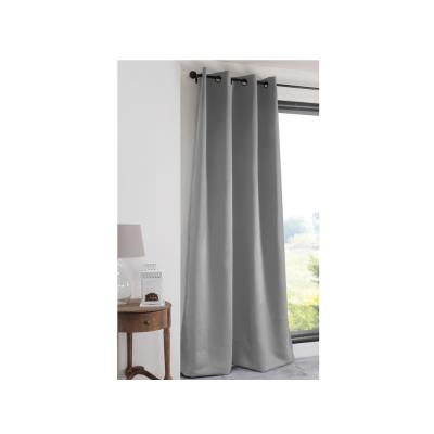 Rideau occultant à oeillets uni polyester NOTTE - Gris - 135x180cm