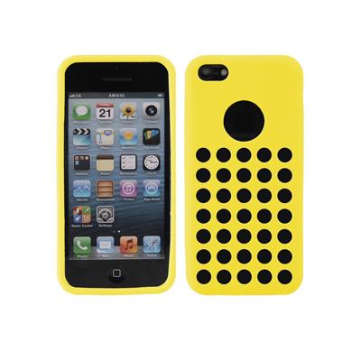 Housse Coque Silicone Jaune à trous pour iPhone 5C