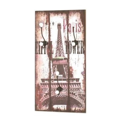 Tour Eiffel Garderobe Murale Vintage 3 Crochets