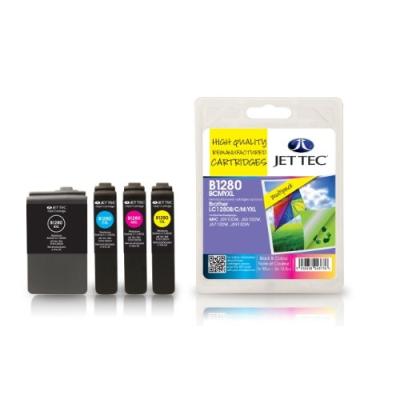 Jet tec brlc1280xlvalbp multipack cartouches jets dencre remanufacturées pour brother lc1280xl haute capacité 13,5 ml noir cyan