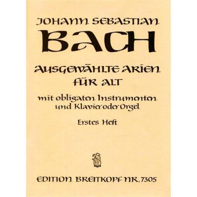 Partitions classique EDITION BREITKOPF BACH J.S. - AUSGEWAHLTE ARIEN FUR ALT 1 MIT OBLIGATEN INSTRUMENTEN UND KLAVIER ODER ORGEL Alto, instruments