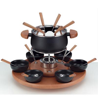 KELA Carrusel de fondue Natura 23 piezas 1,2 l Negro/Haya negro