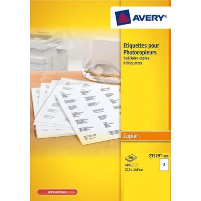 Avery - 23529-200 - 400 étiquettes adhésives blanches multi usages. 210x148mm. impression copieur 23529-200.fr