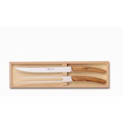 CLAUDE DOZORME 2.90.032.89 COFFRET SERVICE À DÉCOUPER 2 PIÈCES THIERS MANCHE BOIS D'OLIVIER