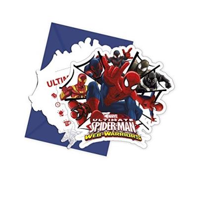 6 cartes dinvitation avec enveloppes spiderman? - taille unique générique