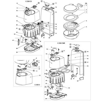 Thetford campingbedarf élément de fixation cuvette de toilettes c262 et c263 c2 37896
