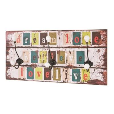 Multicolore Garderobe Murale Vintage 3 Crochets