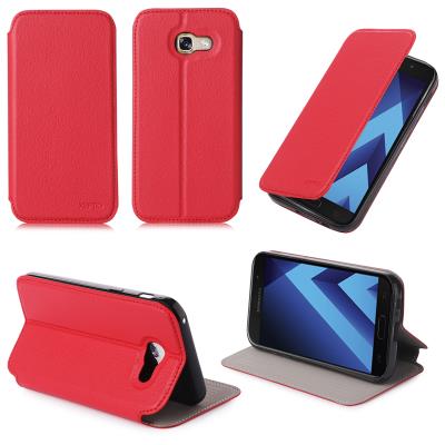 Etui luxe Samsung Galaxy A3 2017 rouge Slim Cuir Style avec stand - Housse coque de protection Samsung Galaxy A3 version 2017 - Accessoires pochette XEPTIO case
