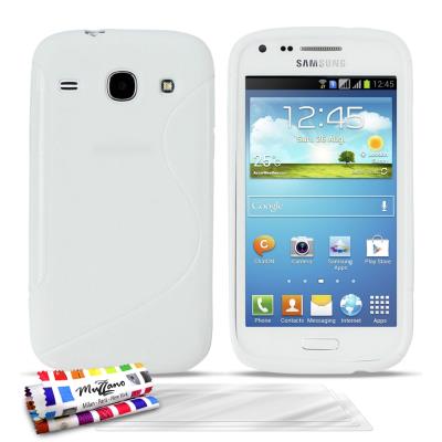 Coque Souple ORIGINALE Ultra Fine Blanc , Le S, Premium de MUZZANO pour SAMSUNG GALAXY CORE + 3 Protections Ecran , UltraClear, Pour SAMSUNG GALAXY CORE