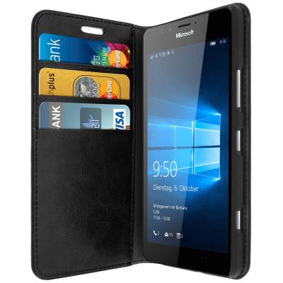 Etui Folio Cuir Microsoft Lumia 950 / Nokia Lumia 950 - Noir - Fonction support