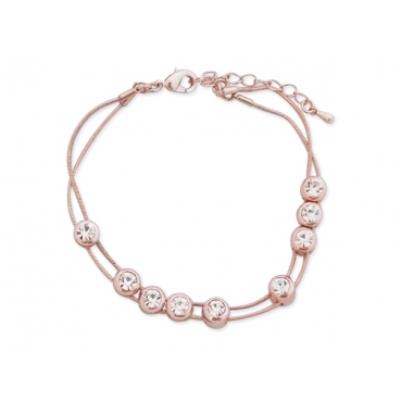 Bracelet doré double cordelette et 9 fausses pierres blanches bijou fantaisie pas cher