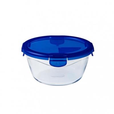 PYREX COOK&GO Plat de conservation rond 0,7l 15cm + Couvercle bleu