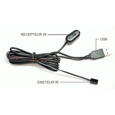 HD -Line 2INF-1USB Deport infrarouge pour Télécommande transmetteur IR Noir