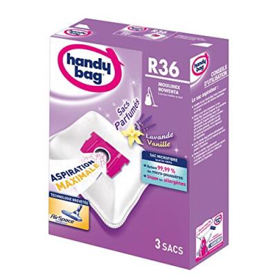 Handy bag r 36, 3 sacs aspirateur parfume microfibre anti-allergène + filtre moteur rowenta artec 2 silence force