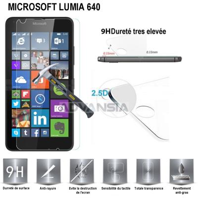 Vitre protection d'ecran en verre trempé incassable Tempered Glass MICROSOFT LUMIA 640 ©Advansia