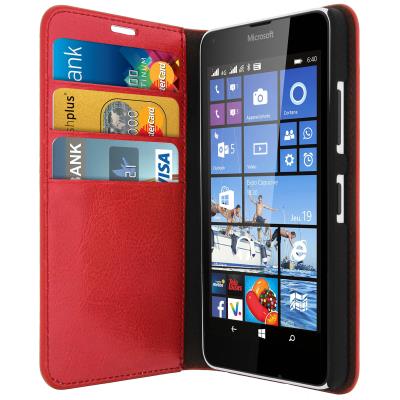 Etui Folio Cuir Microsoft Lumia 640 / Nokia Lumia 640 - Rouge - Fonction support