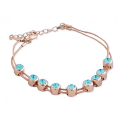 Bracelet doré 9 faux diamants turquoise mobiles bijou fantaisie pas cher