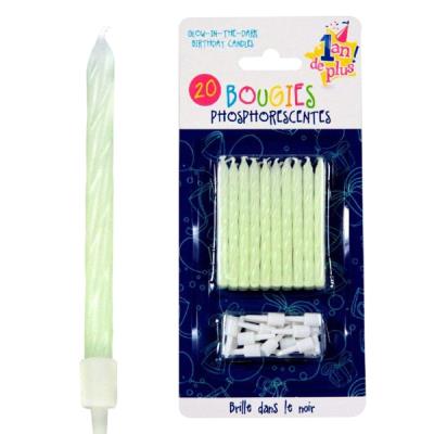 Lot de 20 bougies à couleur phosphorescente brillent dans le noir
