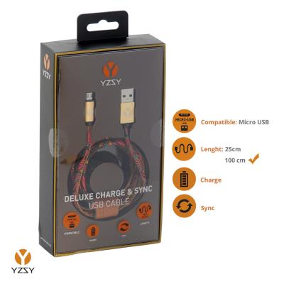 YZSY® Deluxe Câble de charge et Sync USB-MicroUSB pour Android/Windows - Red Paisley 1m