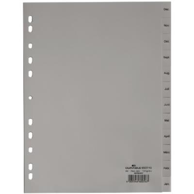 Durable 650710 répertoire avec mois de décembre à janvier (en langue allemande) 12 onglets avec perforation universelle gris lot