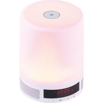 Lampe de réveil - chargeur sans fil - réveil numérique - réveil lumineux -  lampe de table - lampe LED - haut-parleur bluetooth - blanc