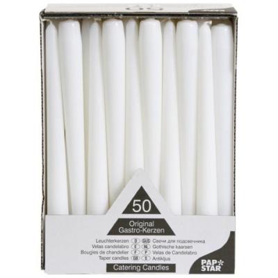 PAPSTAR 17966 LOT DE 50 BOUGIES BLANC 2,2 X 25 CM