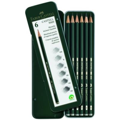 FABER-CASTELL 6 Crayons Graphite Castell 9000